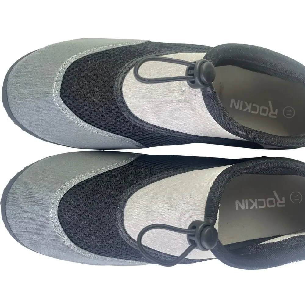 Rockin Mens Water Shoe Neoprene Mesh Black Grey White Toggle Adjust NWOT Size 11 - Picture 5 of 11